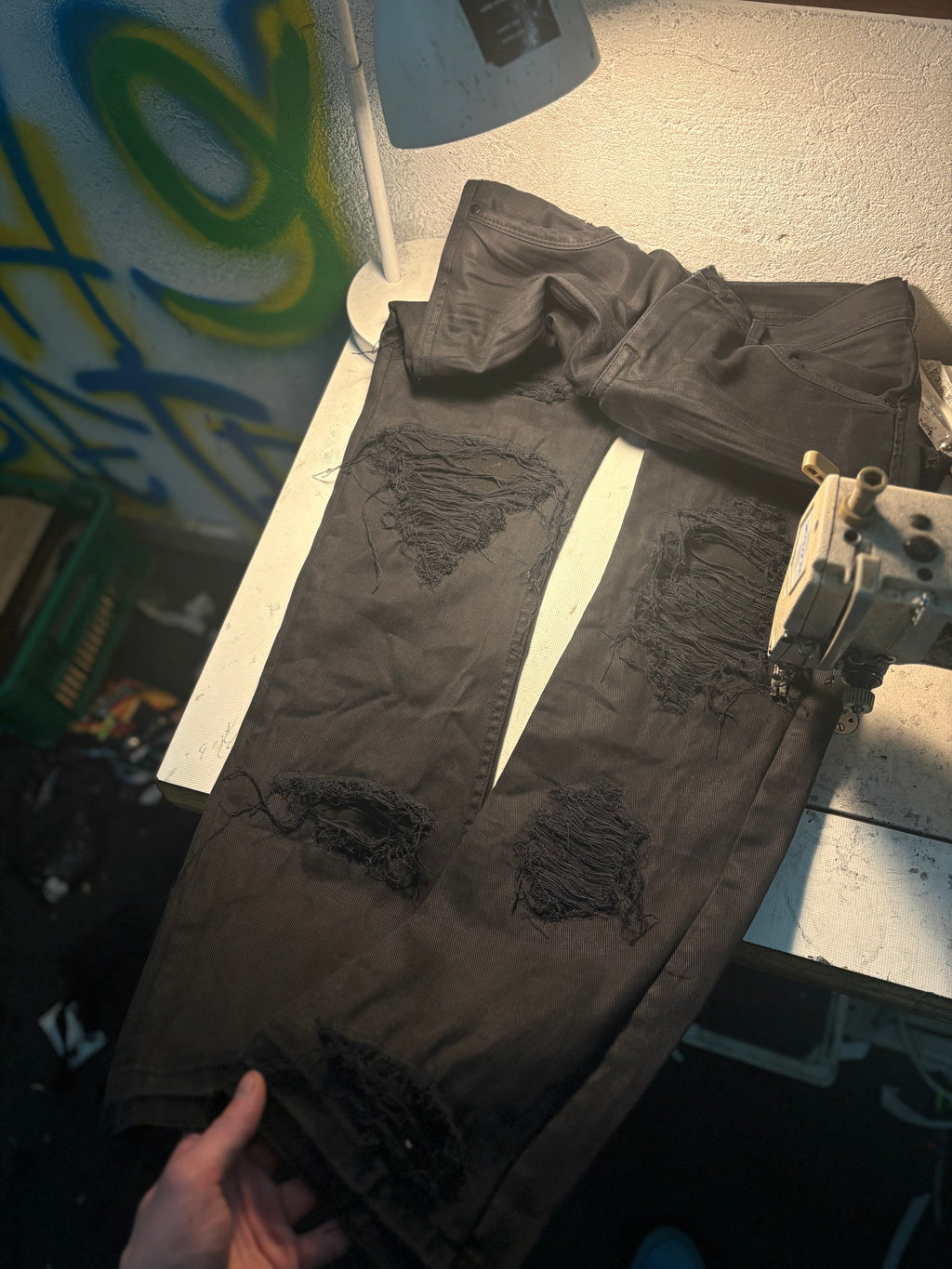 Waxed Dripped Jeans denim | Straight Fit