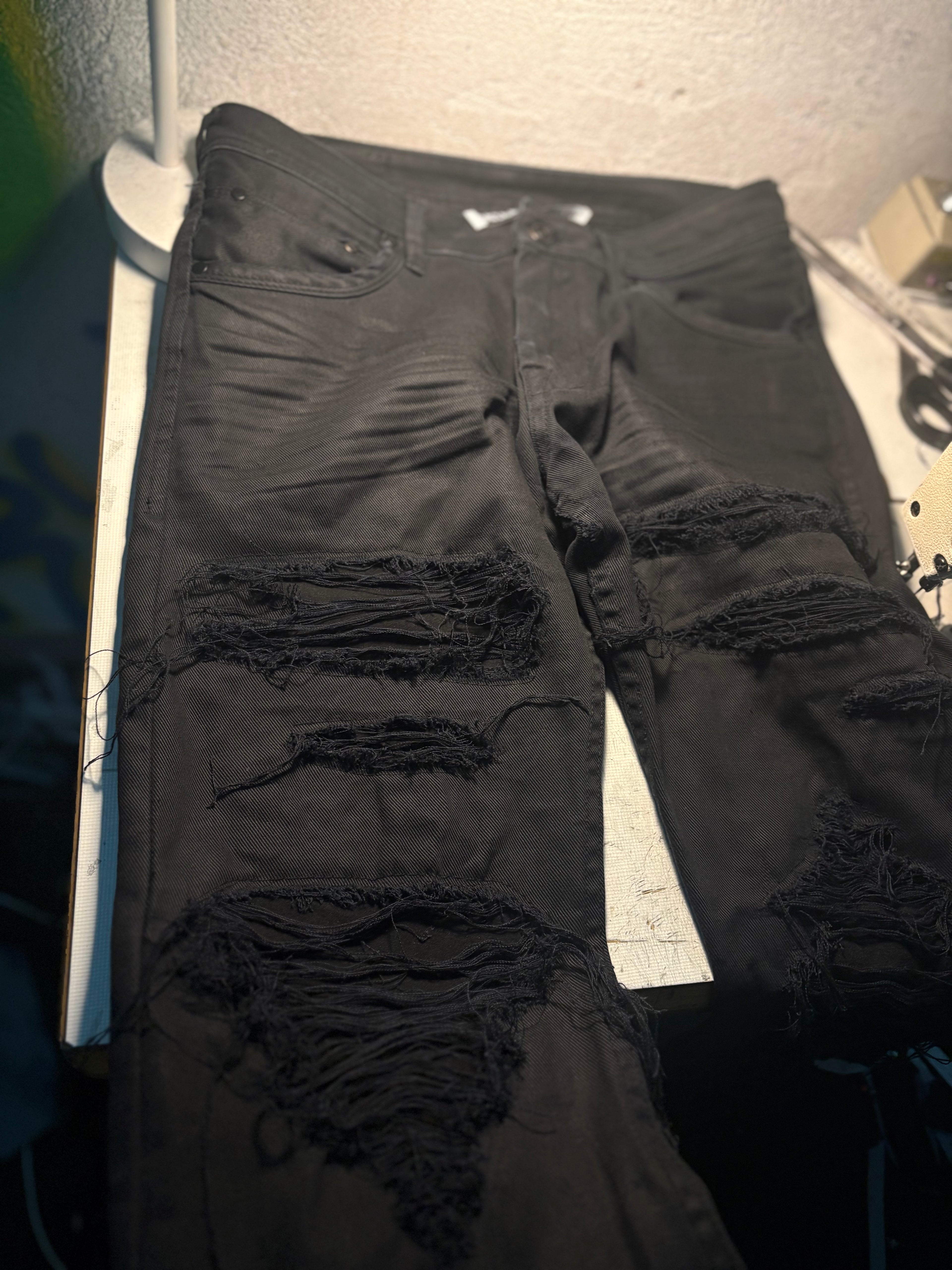 Waxed Dripped Jeans denim | Straight Fit