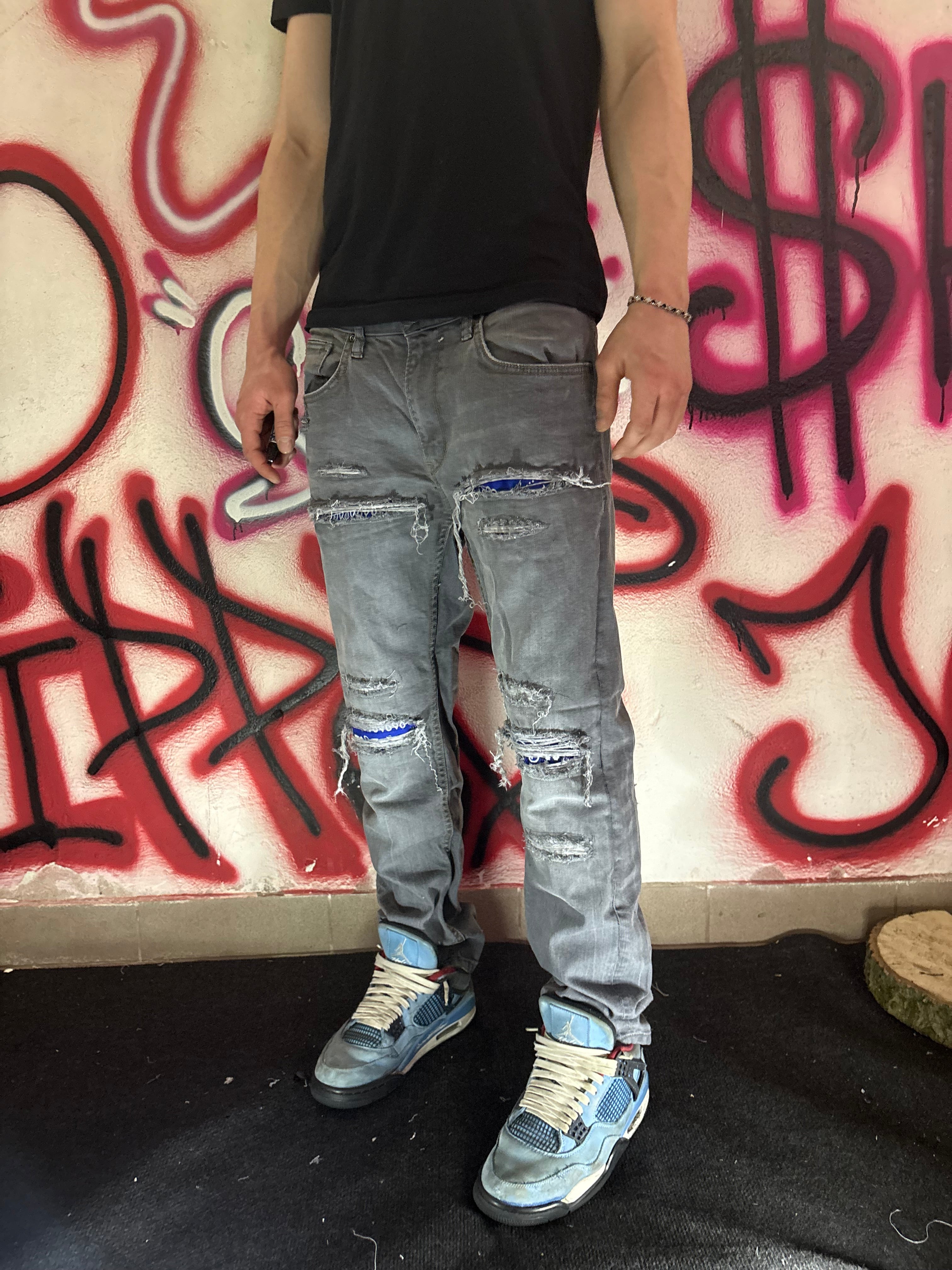 Dripped Slimfit distressed jeans | L