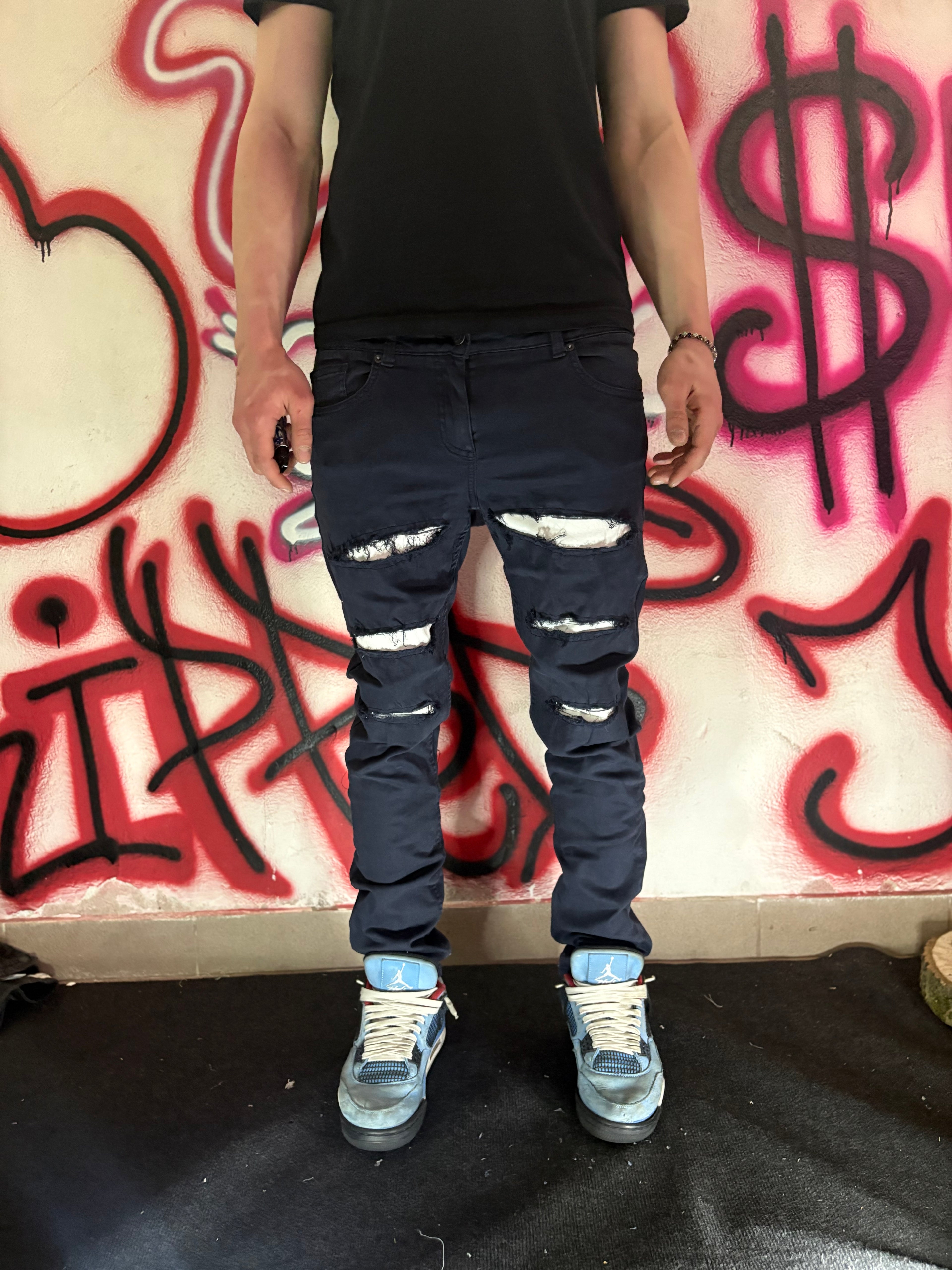 Dripped Slimfit distressed jeans | M