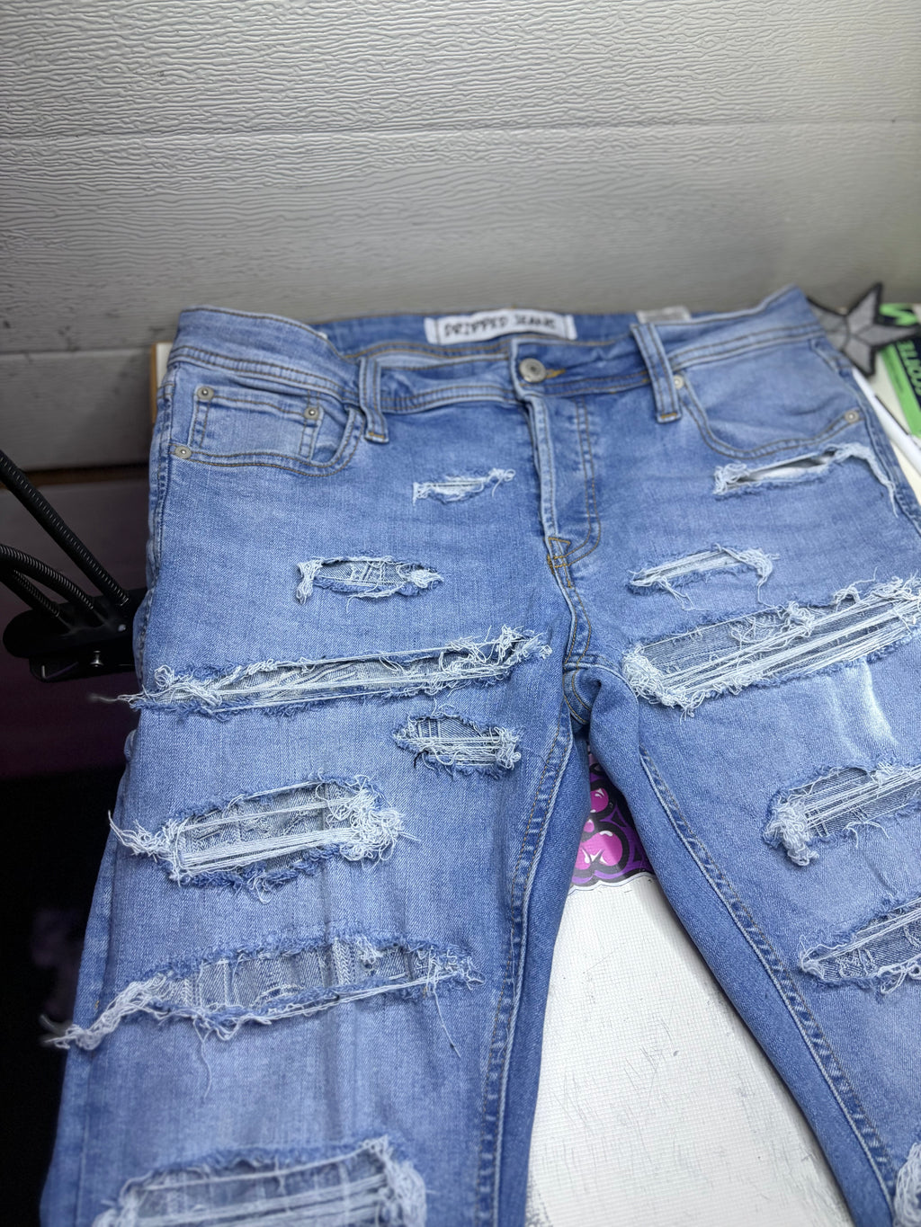 Dripped Slimfit Distressed Jeans | M