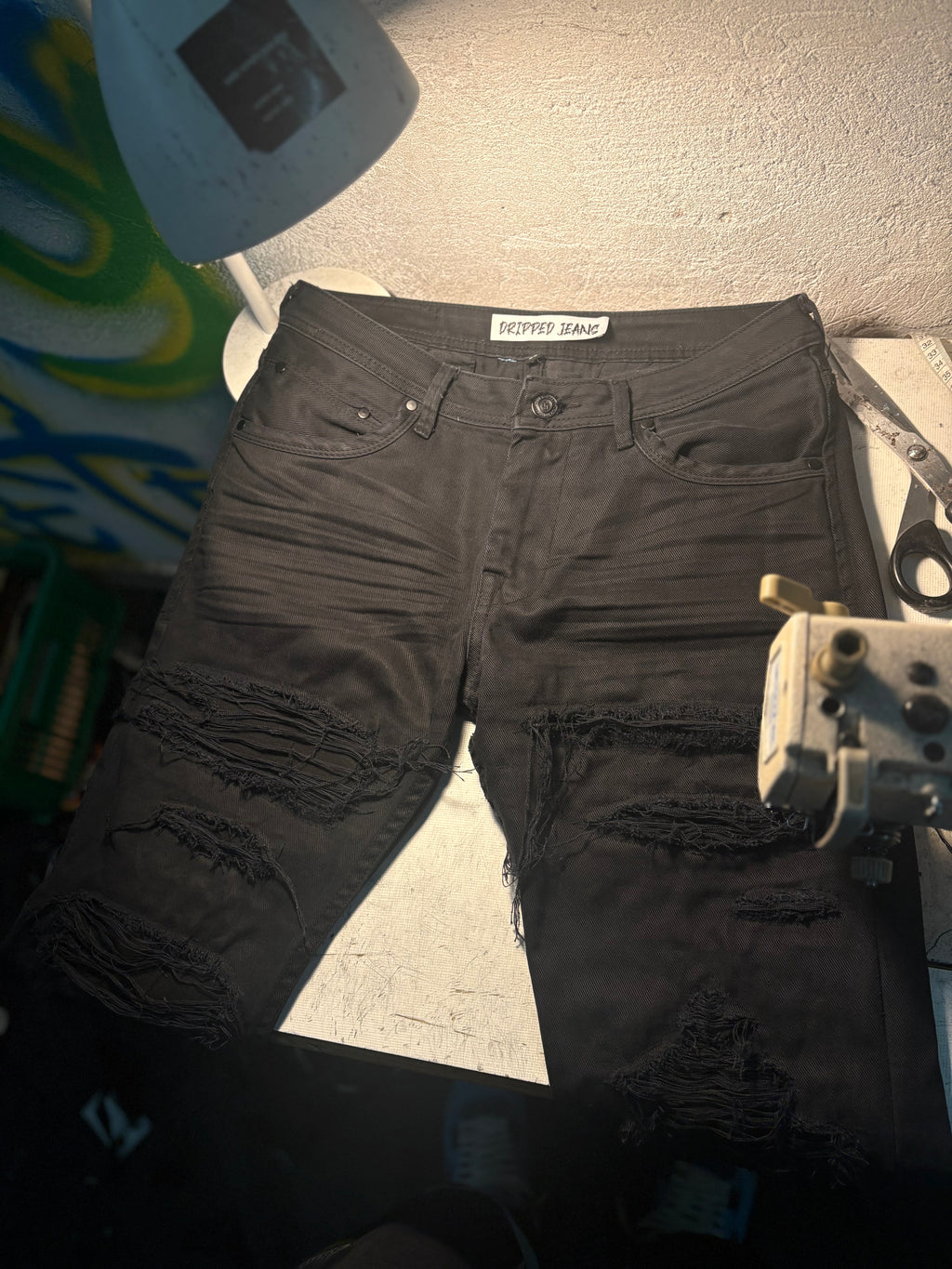 Waxed Dripped Jeans denim | Straight Fit