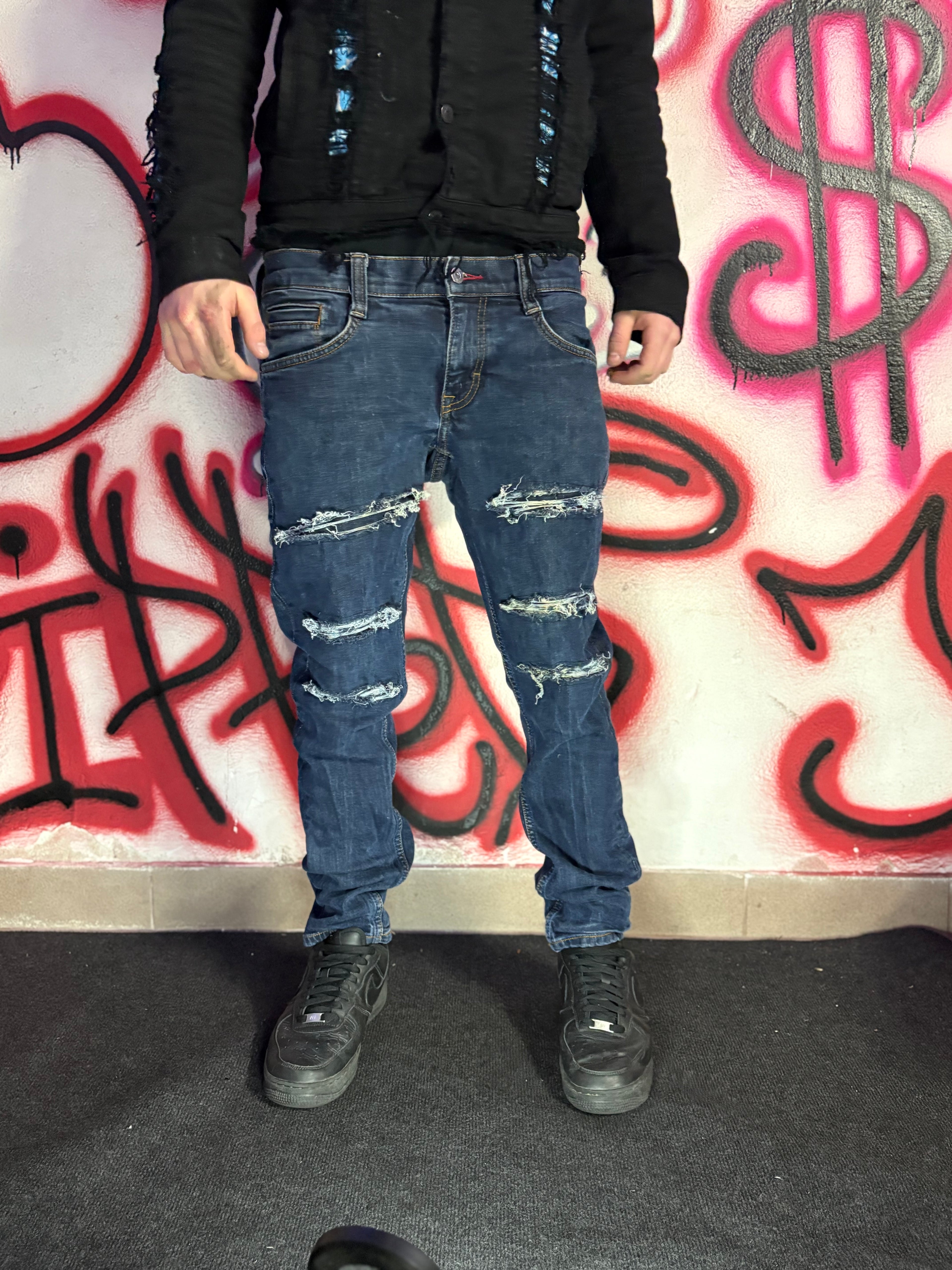 Dripped Slimfit distressed jeans | M