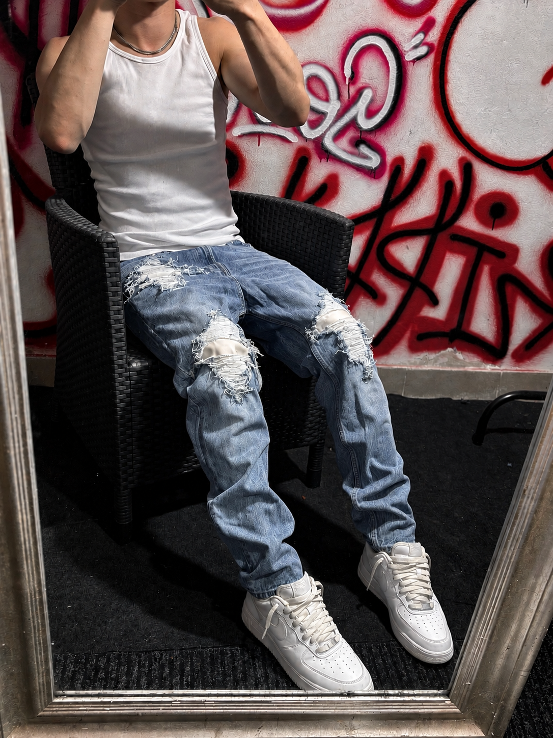 Dripped Slimfit Jeans Blue