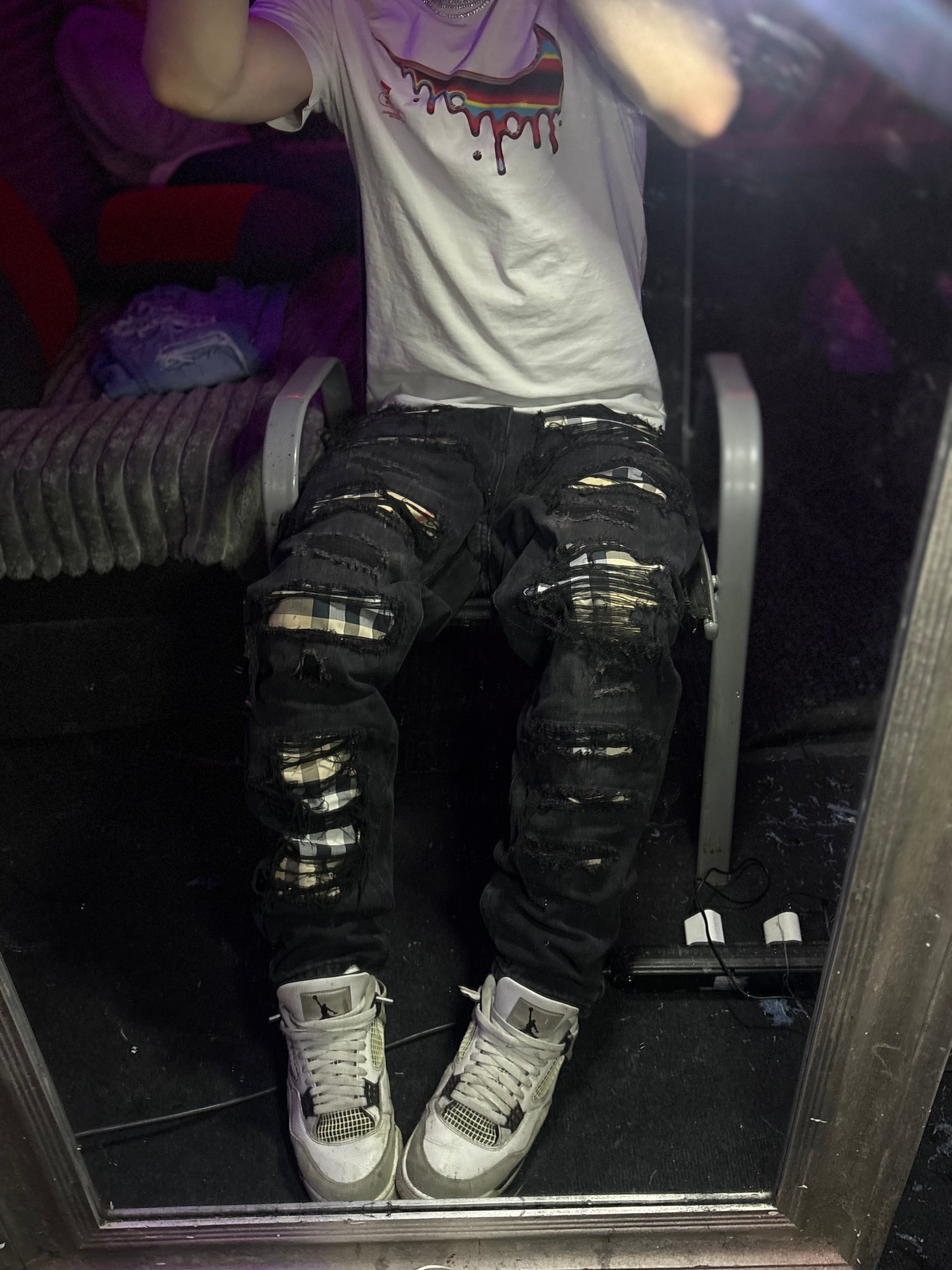 Dripped Slimfit Distressed Jeans | M