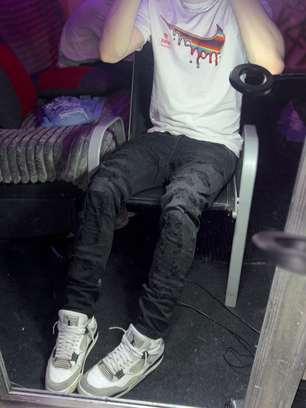 Dripped Slimfit Distressed Jeans | S