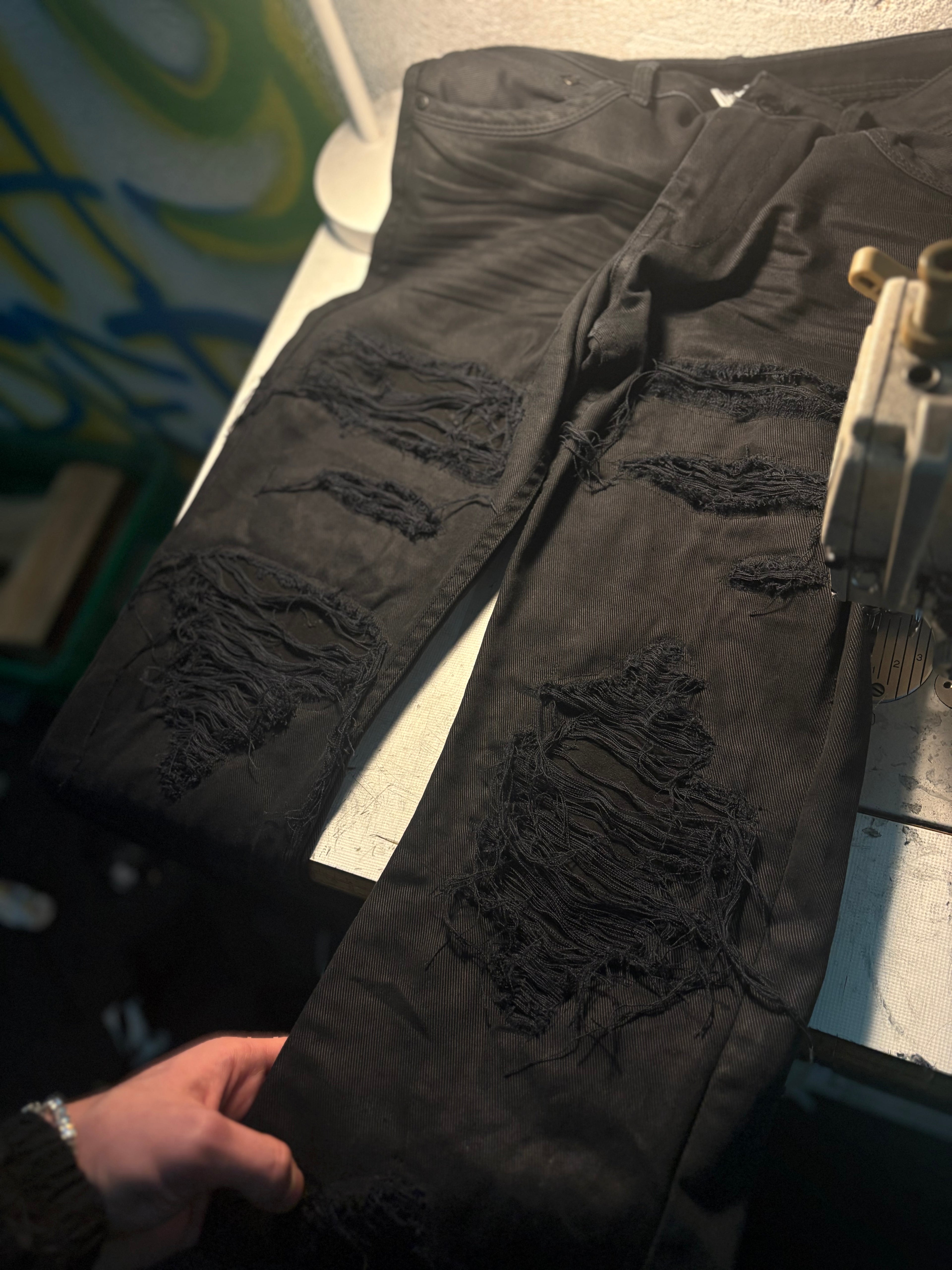 Waxed Dripped Jeans denim | Straight Fit