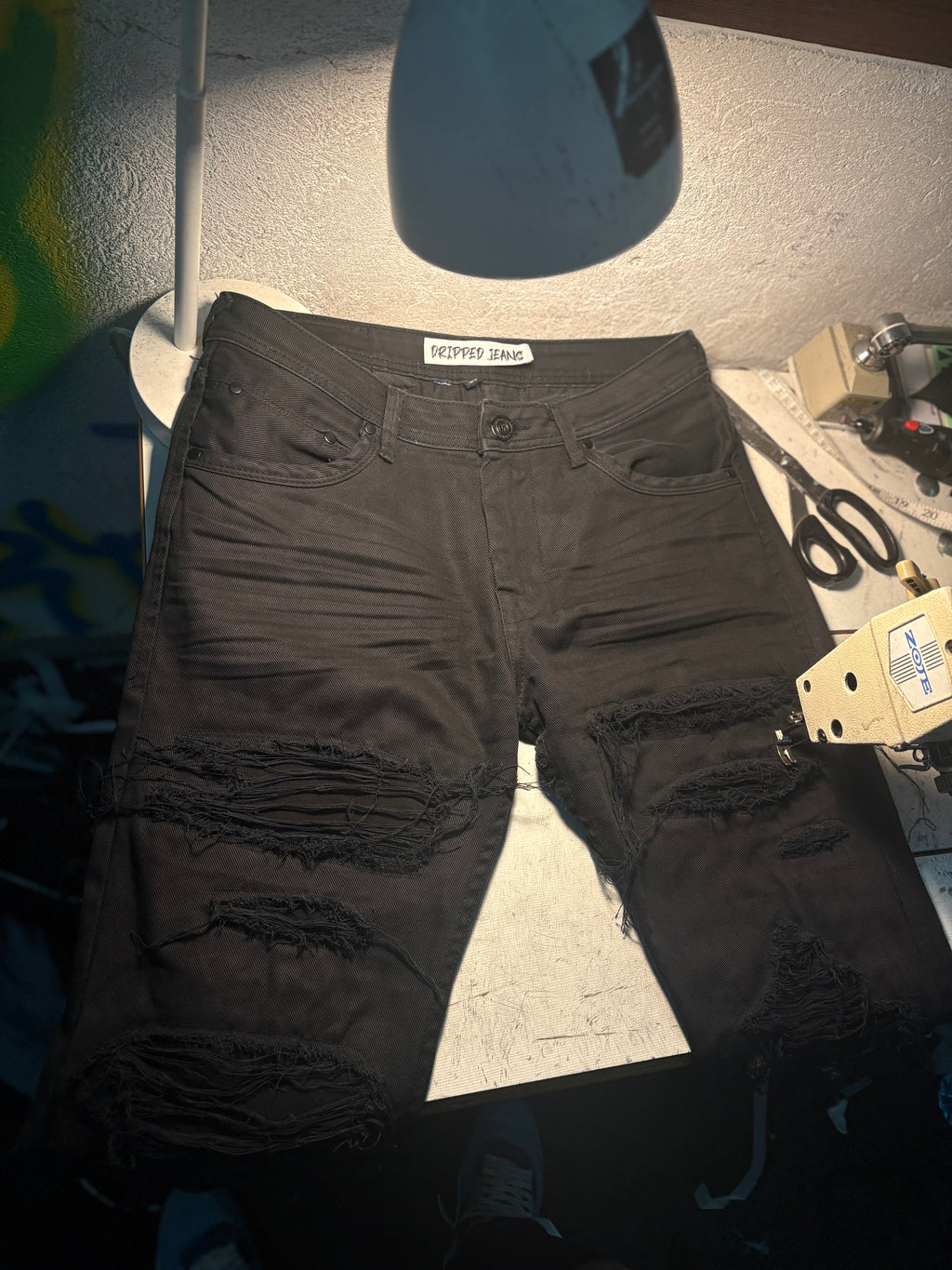 Waxed Dripped Jeans denim | Straight Fit