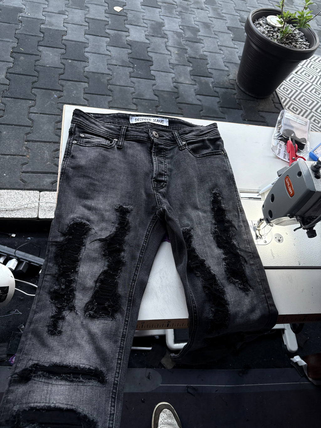 Dripped Jeans Slimfit Custom | S