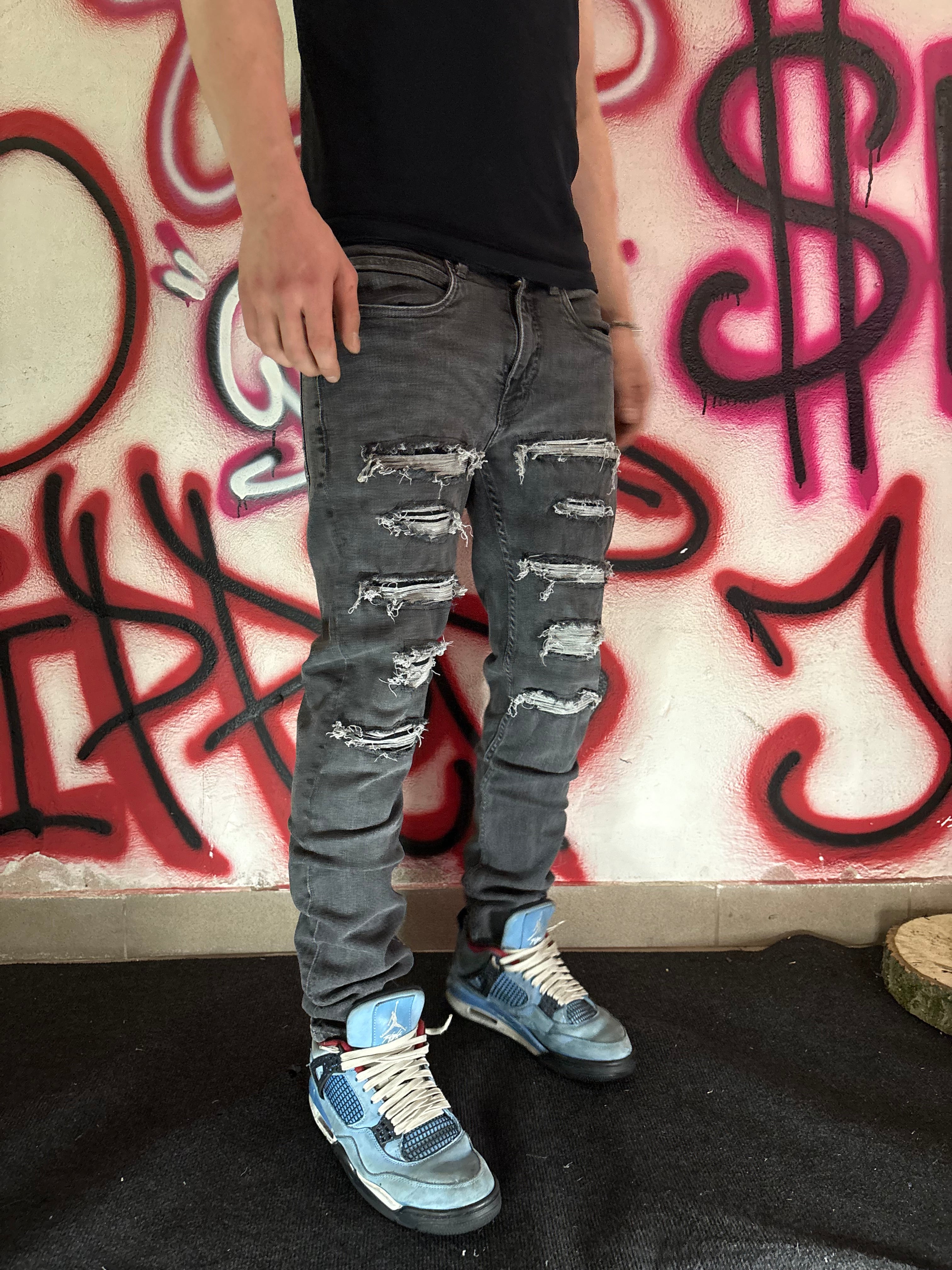 Dripped Slimfit Distressed Jeans | S