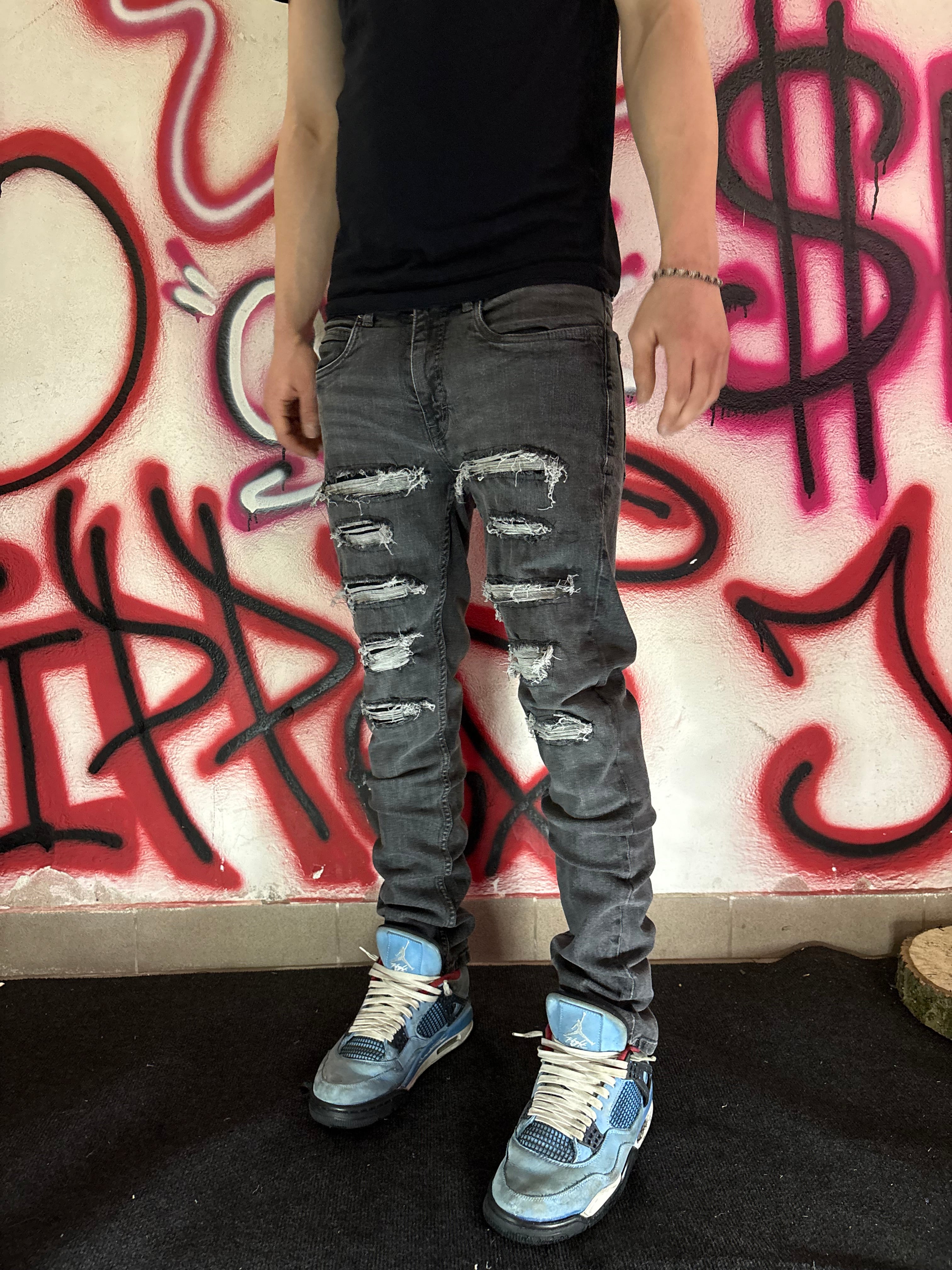 Dripped Slimfit Distressed Jeans | S