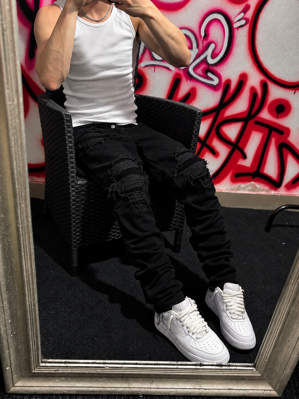 Dripped Slimfit Jeans Black