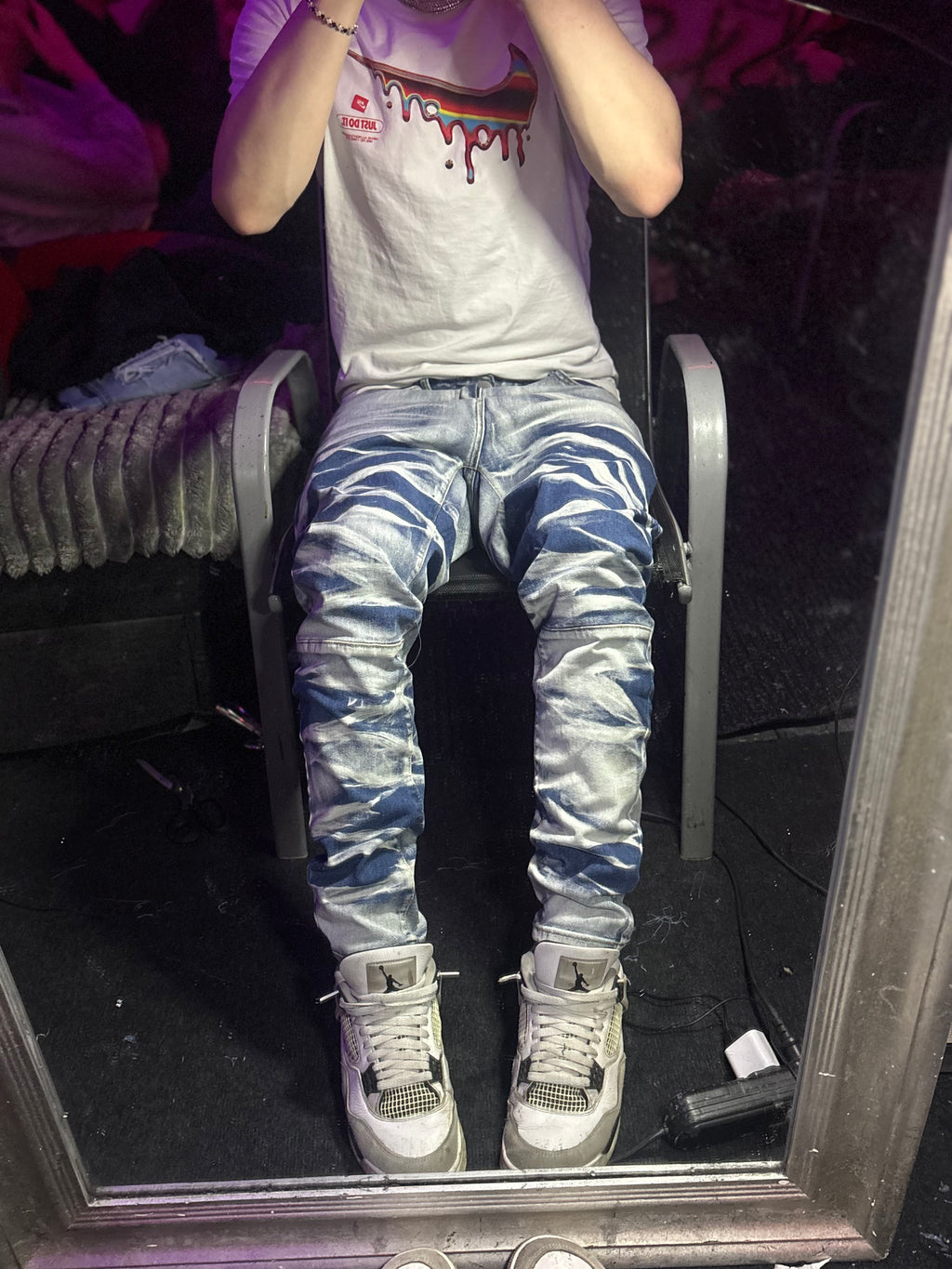Dripped Slimfit Distressed Jeans | M