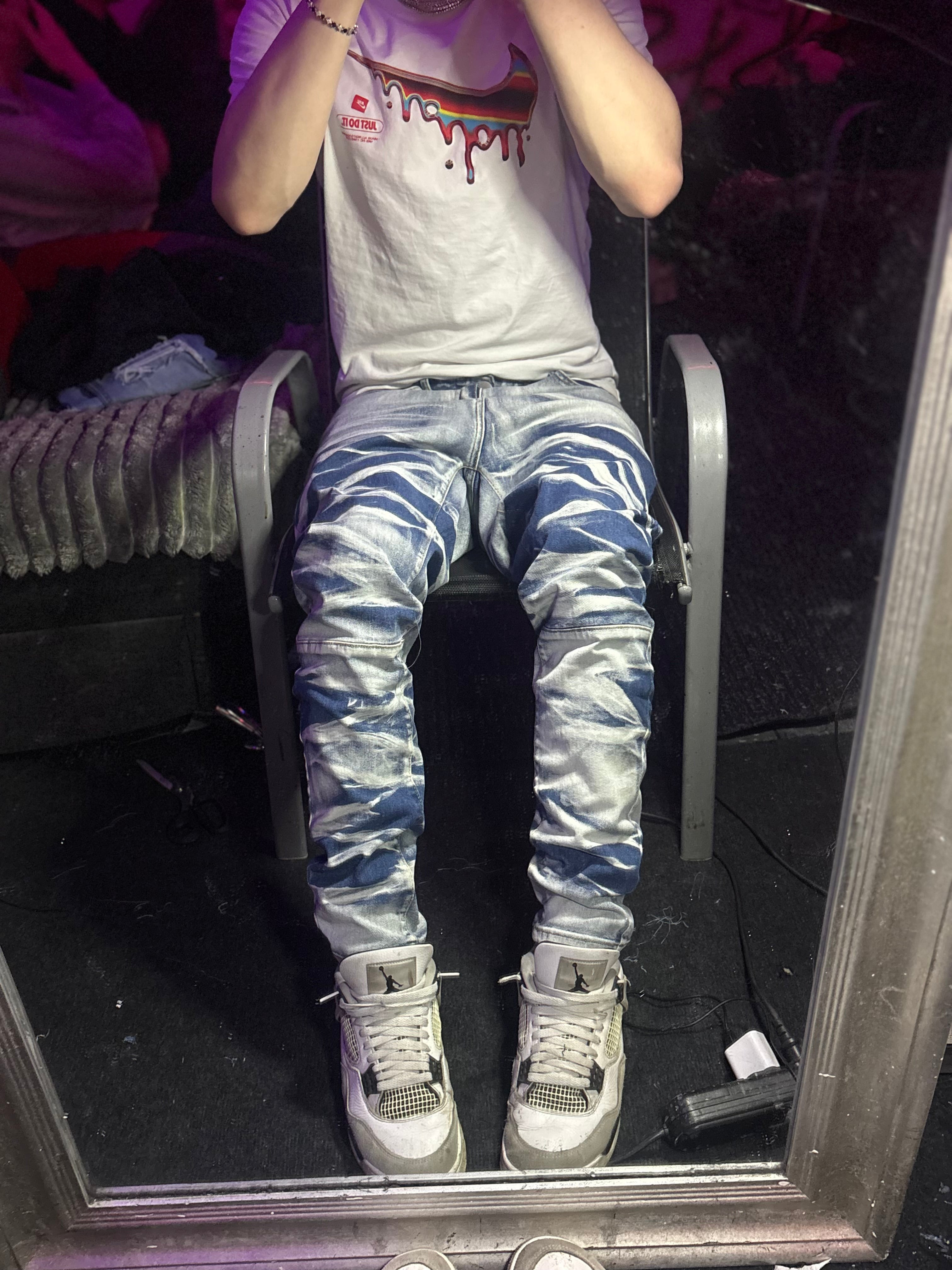 Dripped Slimfit Distressed Jeans | M