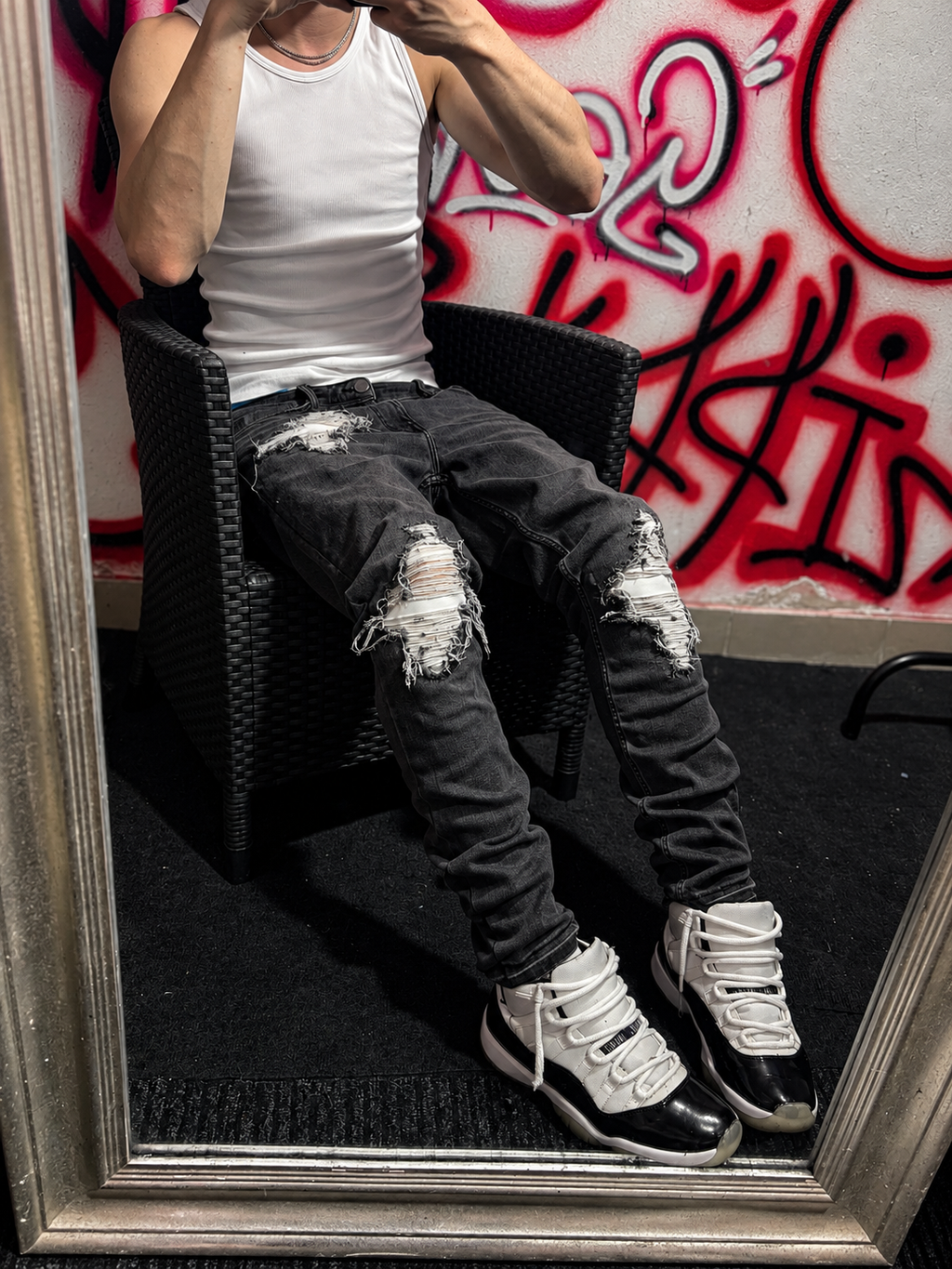 Dripped Slimfit Jeans Grey