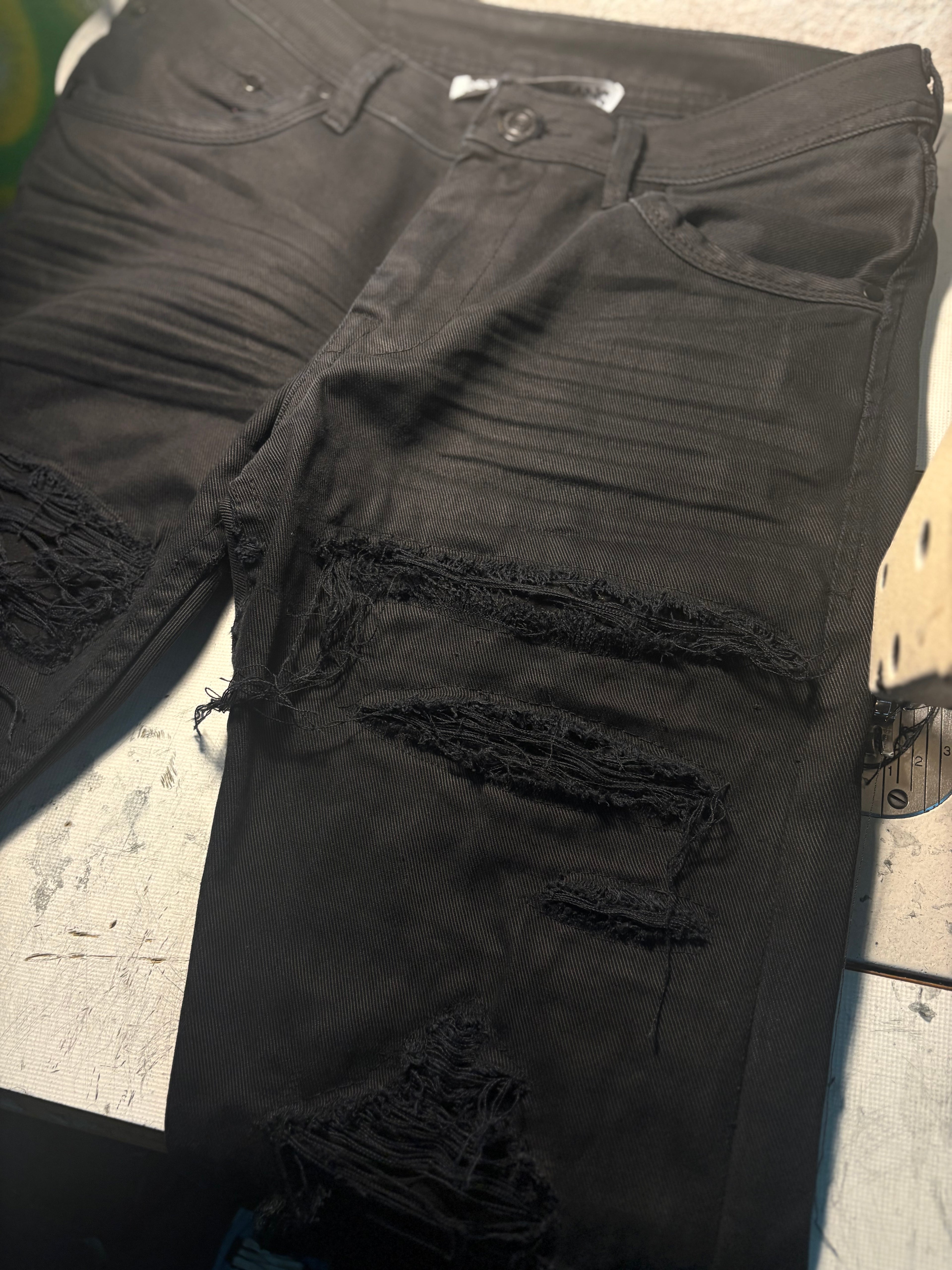 Waxed Dripped Jeans denim | Straight Fit