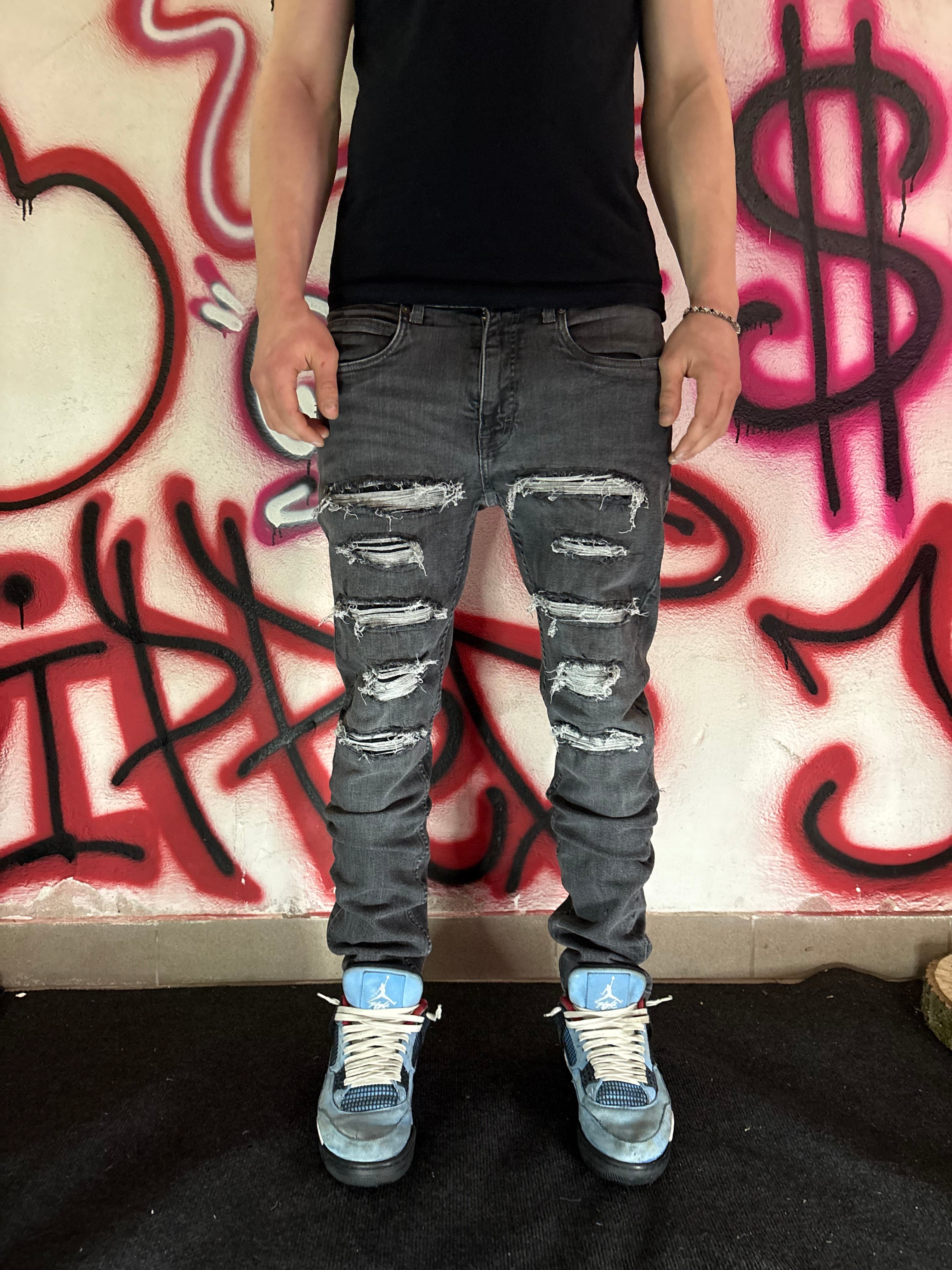 Dripped Slimfit Distressed Jeans | S