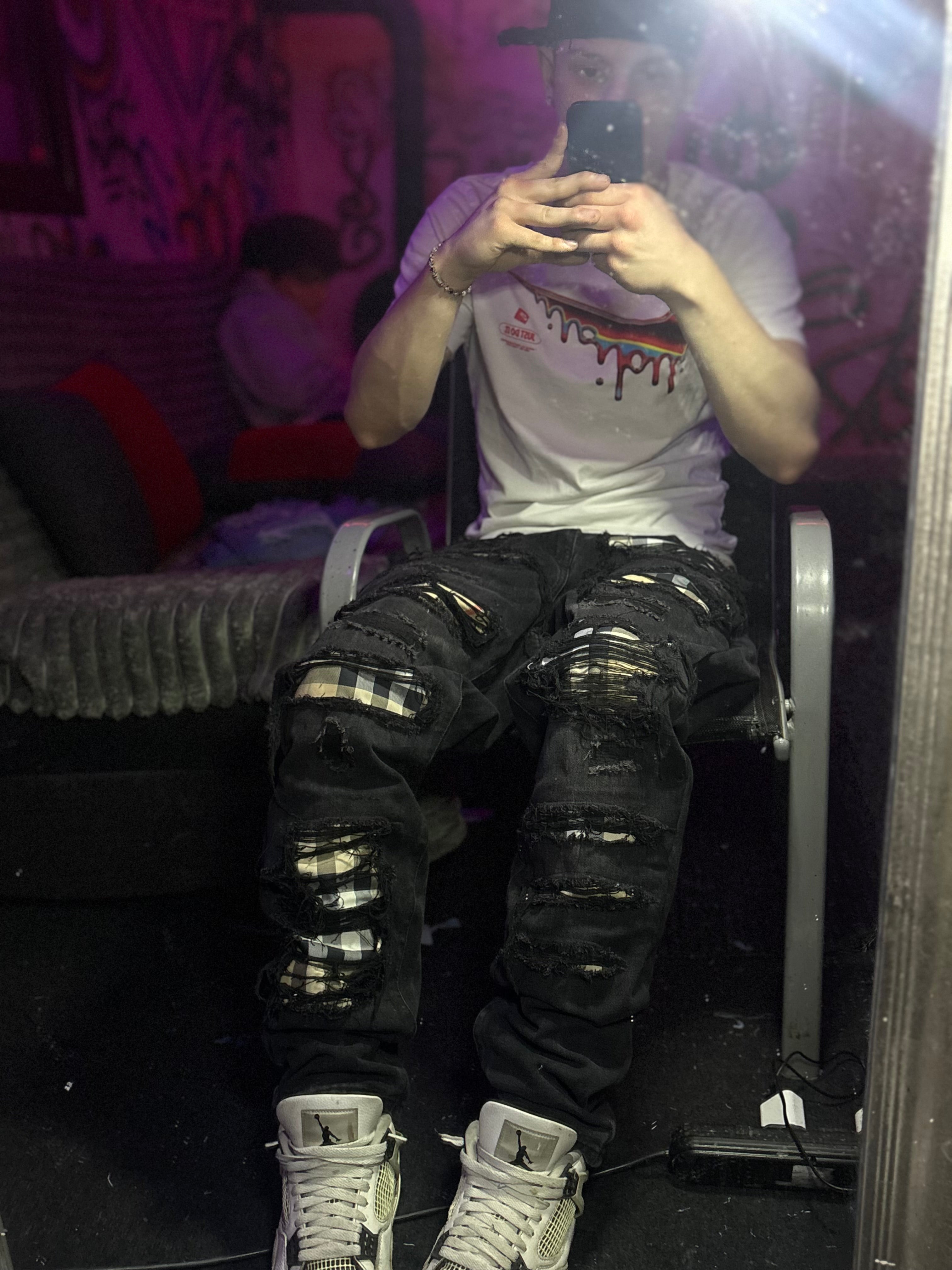 Dripped Slimfit Distressed Jeans | M