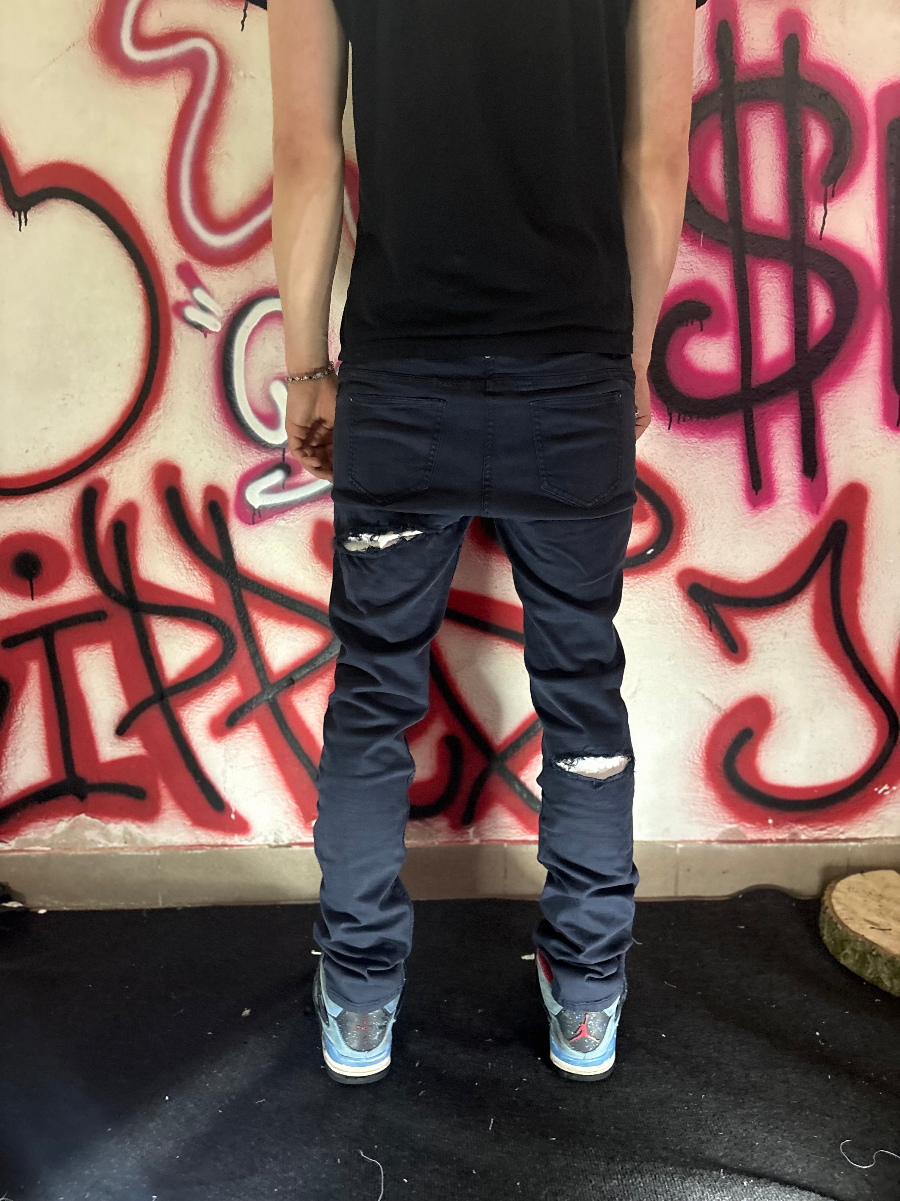 Dripped Slimfit distressed jeans | M