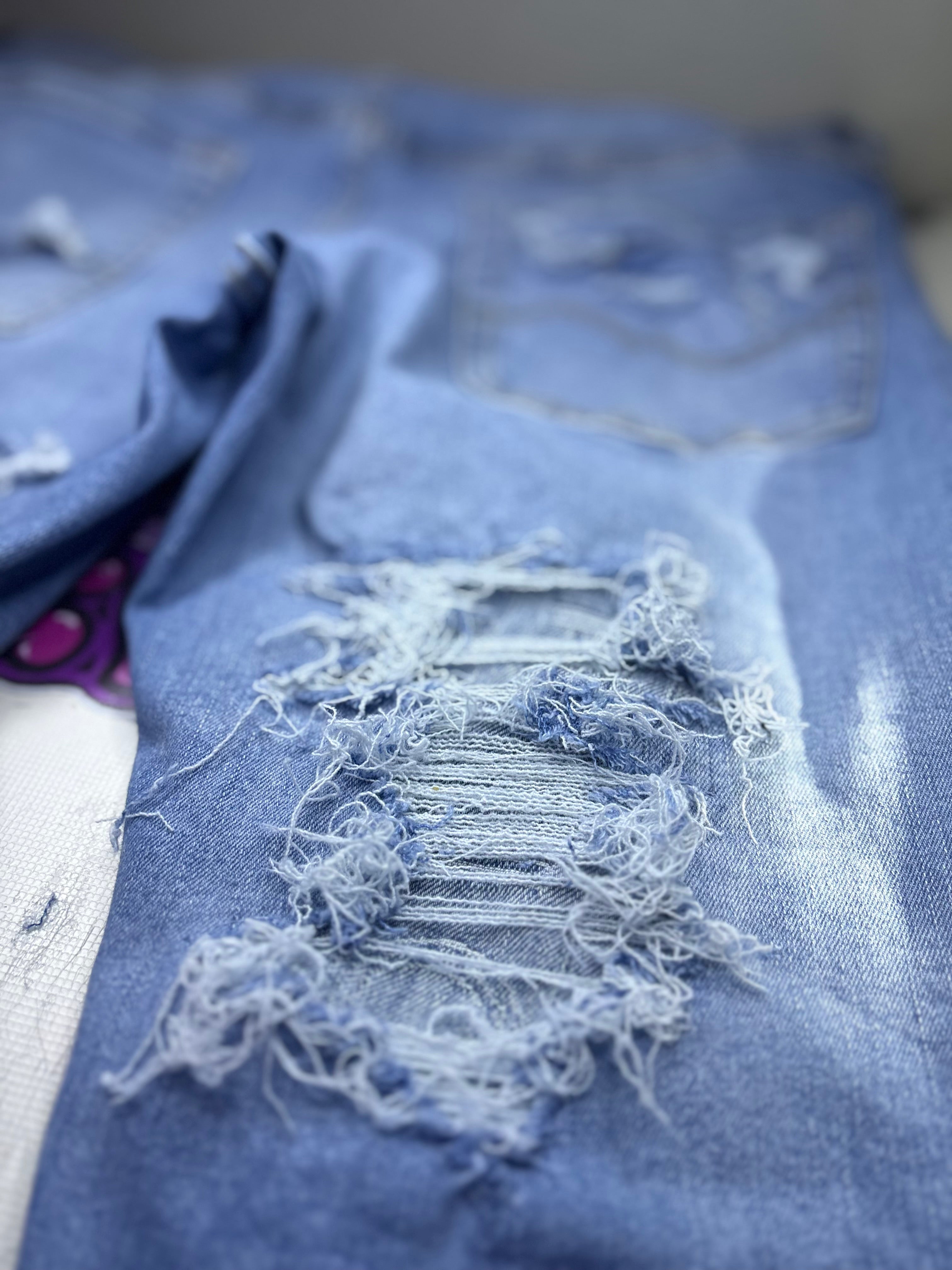 Dripped Slimfit Distressed Jeans | M