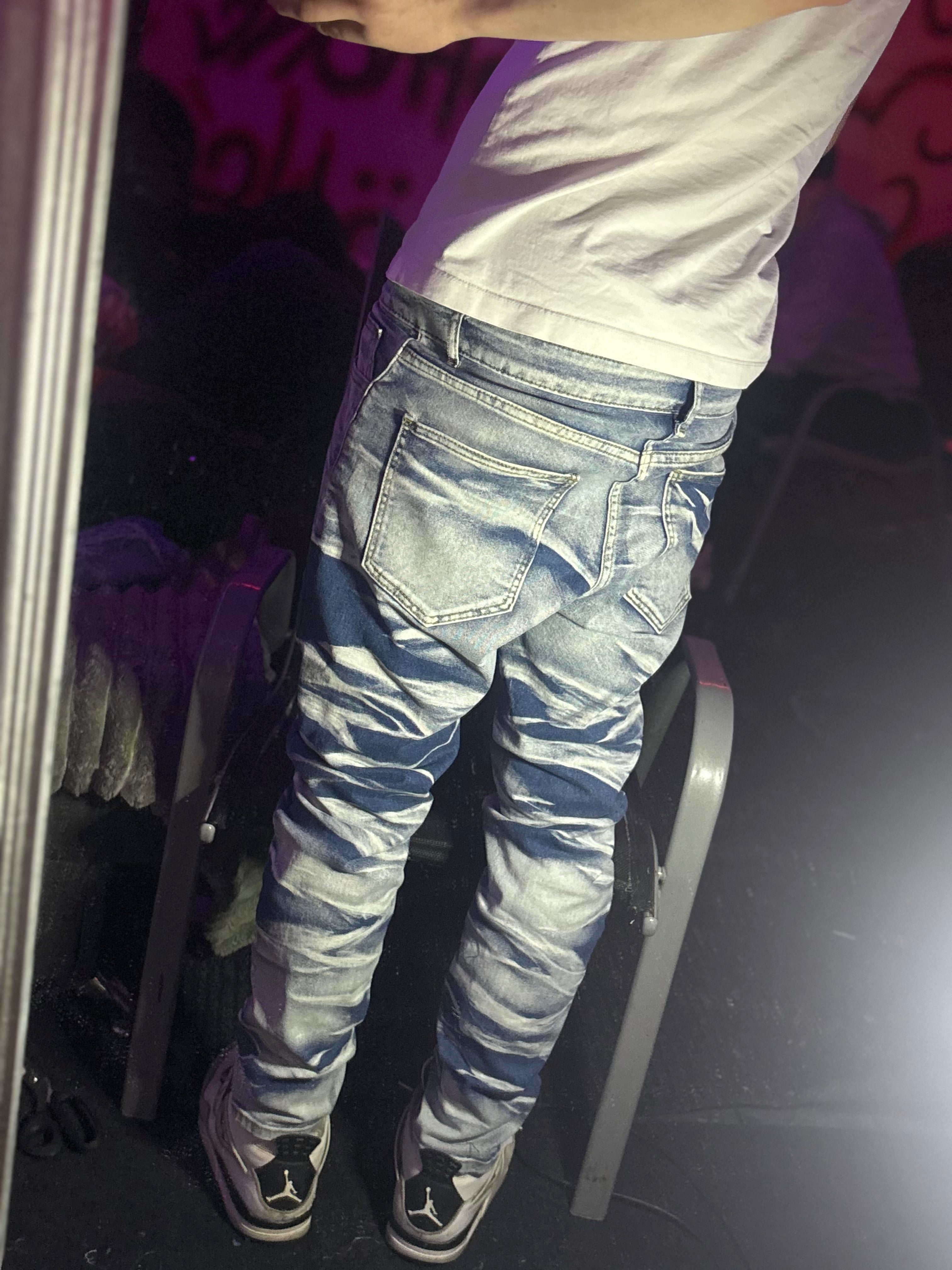 Dripped Slimfit Distressed Jeans | M