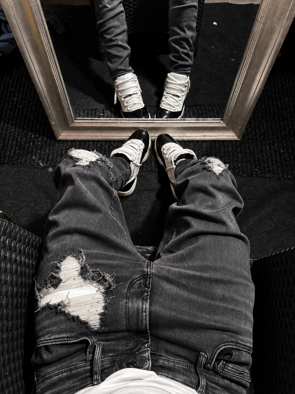 Dripped Slimfit Jeans Grey