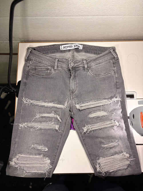 Dripped Slimfit Distressed Jeans | M