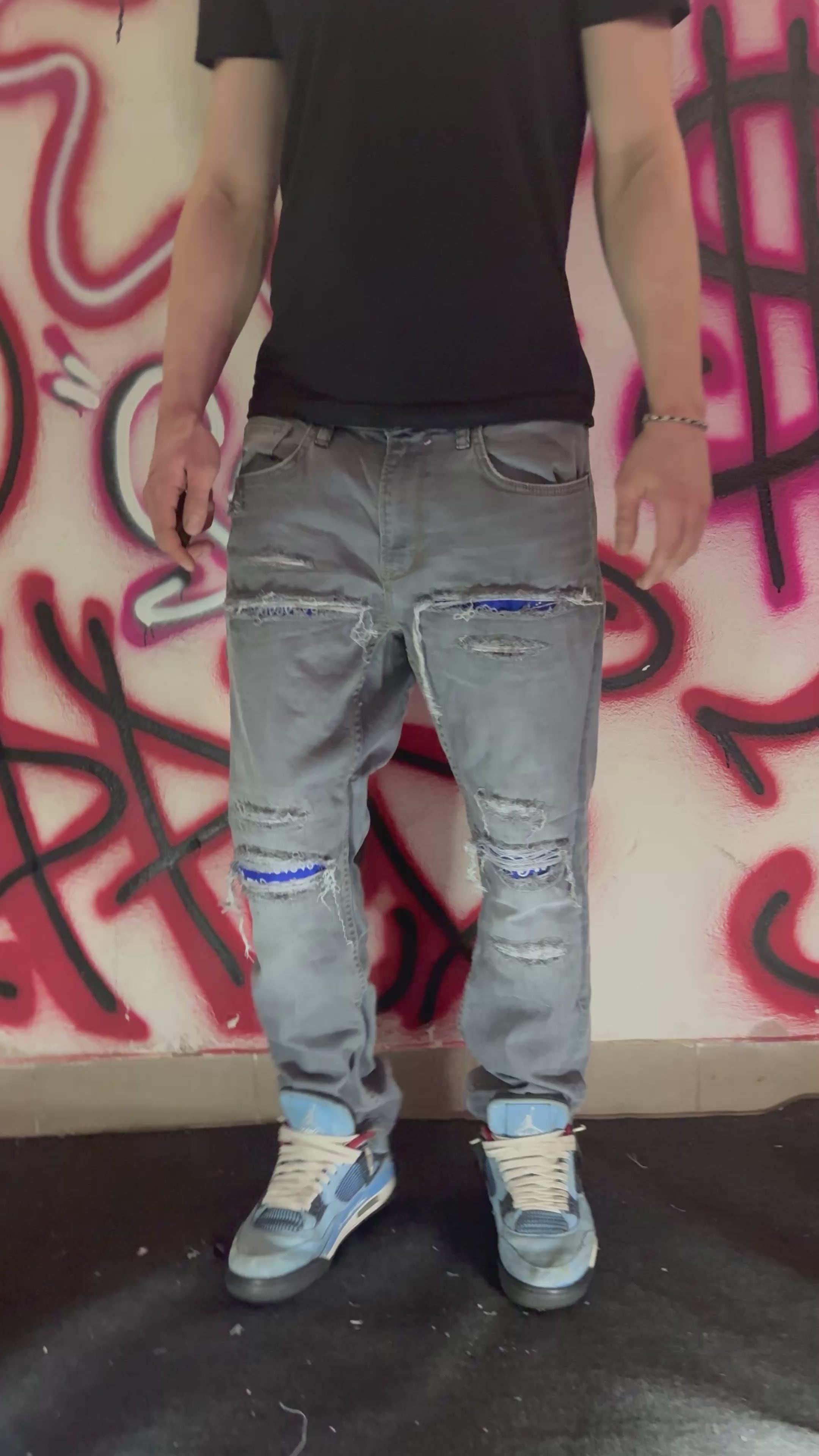 Dripped Slimfit distressed jeans | L