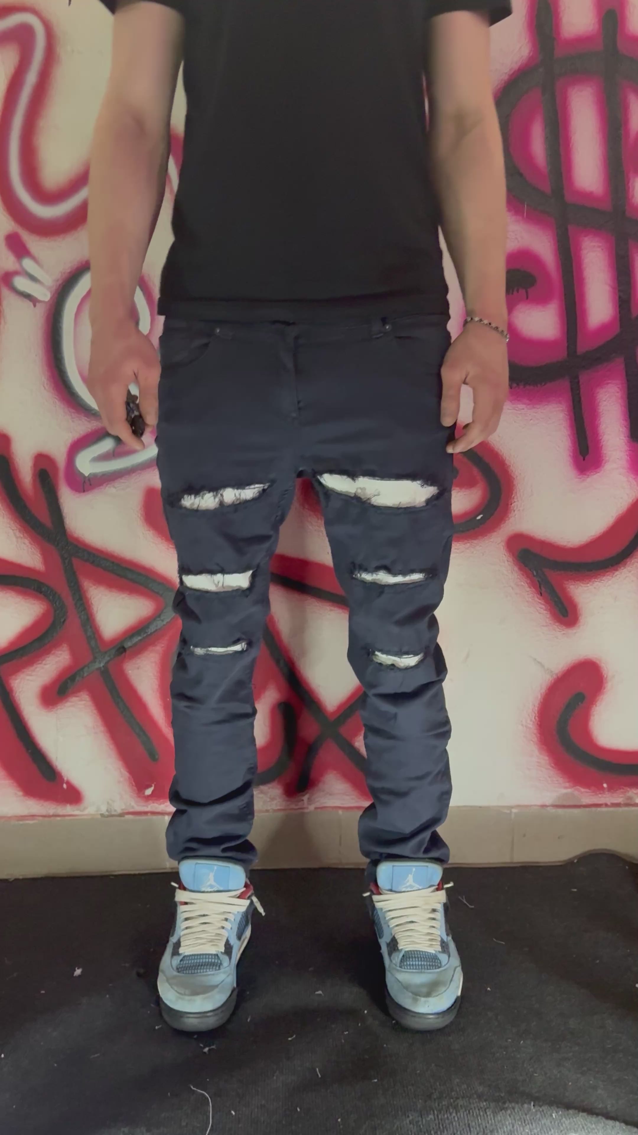 Dripped Slimfit distressed jeans | M